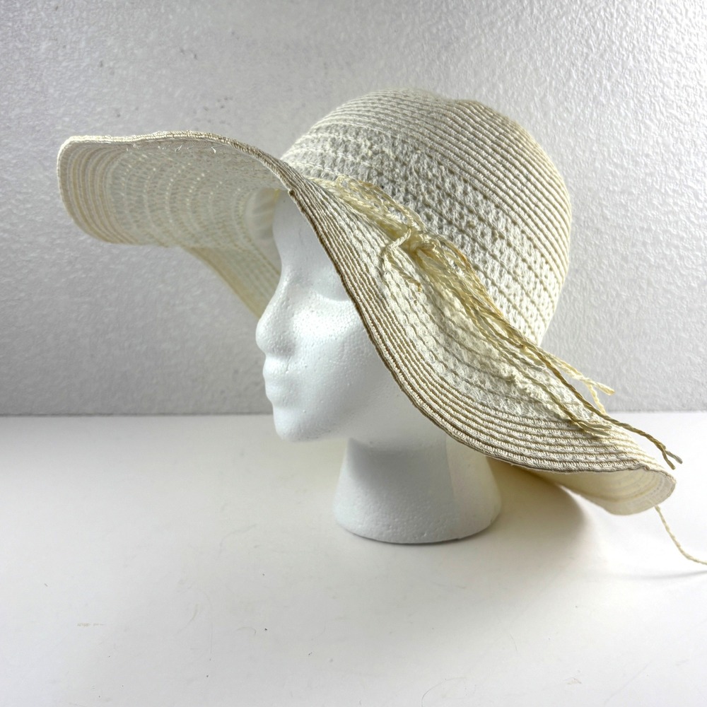 Broner Wide Brim Sun Hat Womens OS Cream Floppy Woven Straw Summer